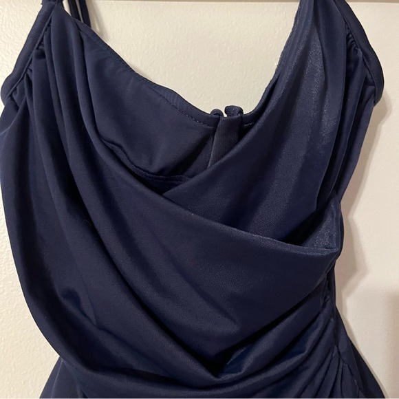 MagicSuit Navy Blue Ruched One Piece Bathing Swimsuit Women’s Size 12 - Picture 3 of 14